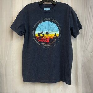 State of Mind Blue Short Sleeve Tee with Scenic Graphic